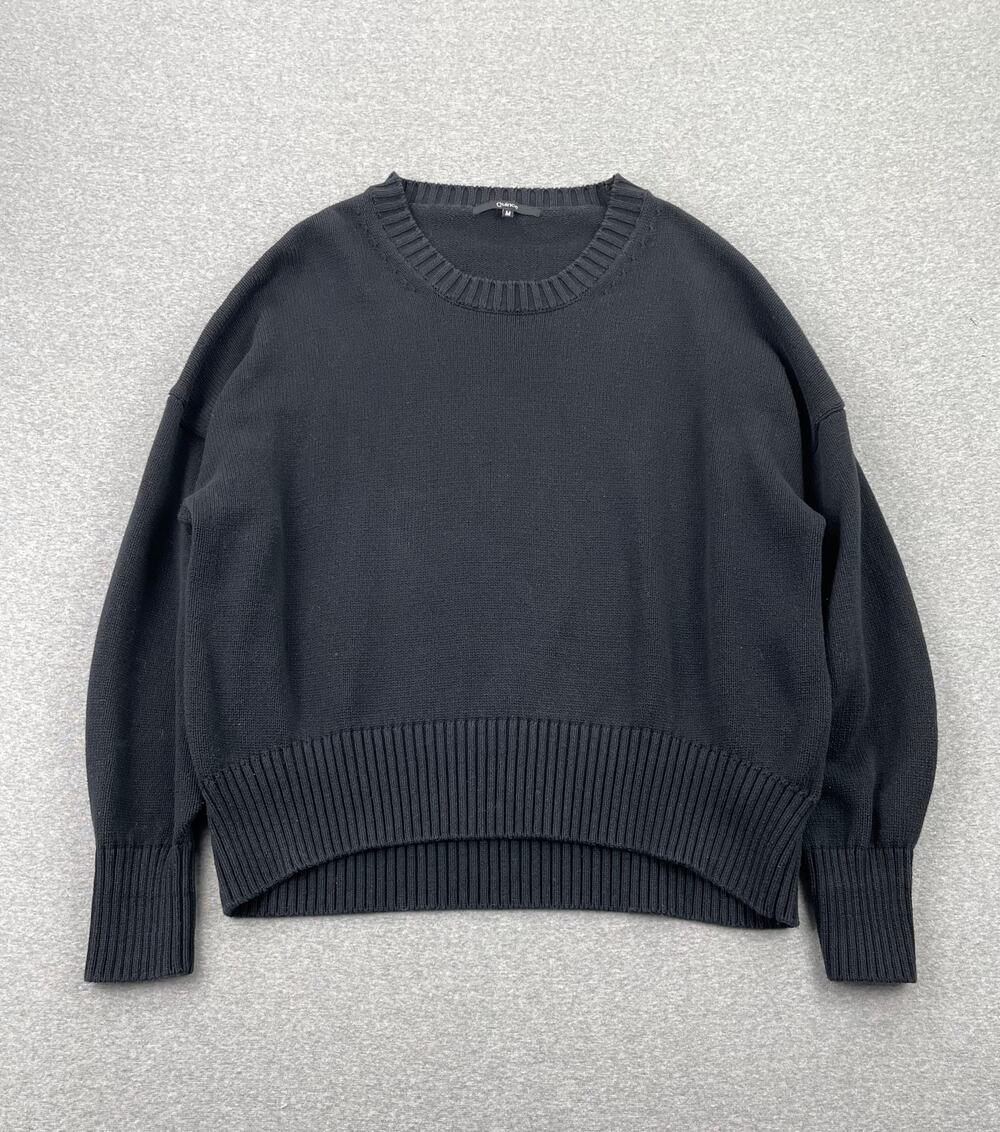 Quince 100% Organic Cotton Boyfriend Crew Sweater Womens M Black Pullover Knit